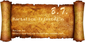 Bartalics Trisztán névjegykártya
